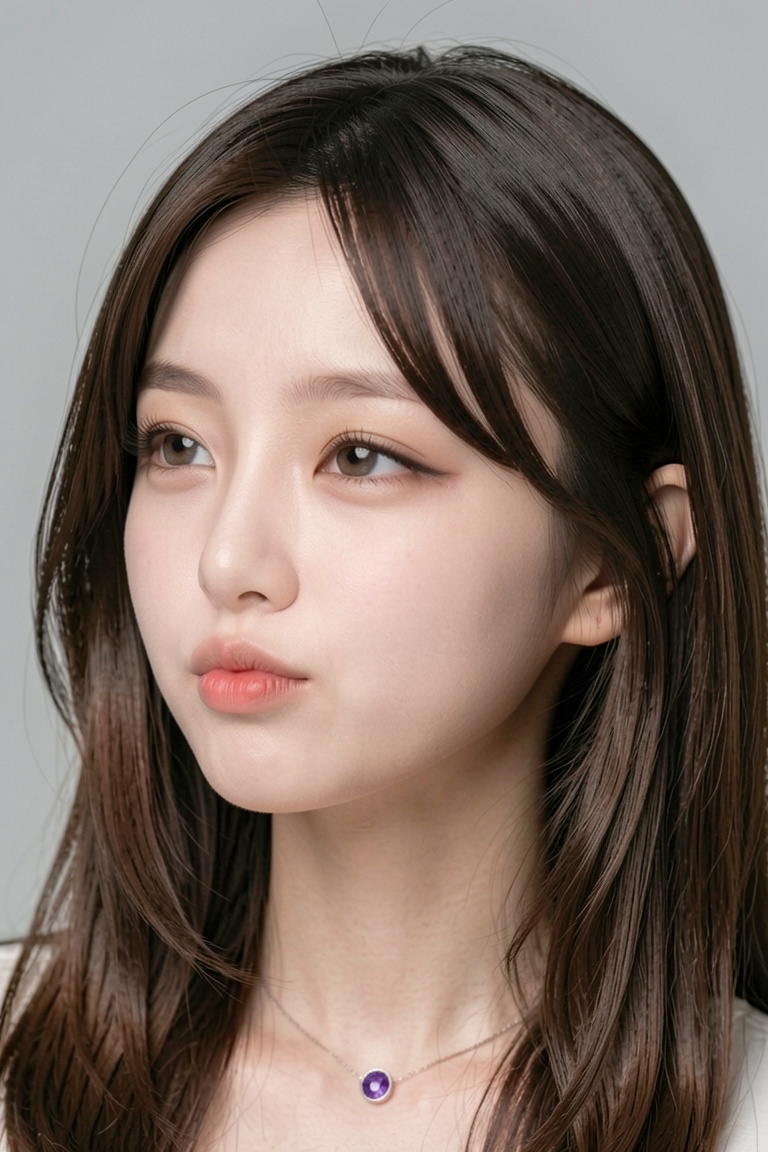 Presented in a real influencer-style artistic aesthetic. The image features an extremely cute real-life young woman with i...