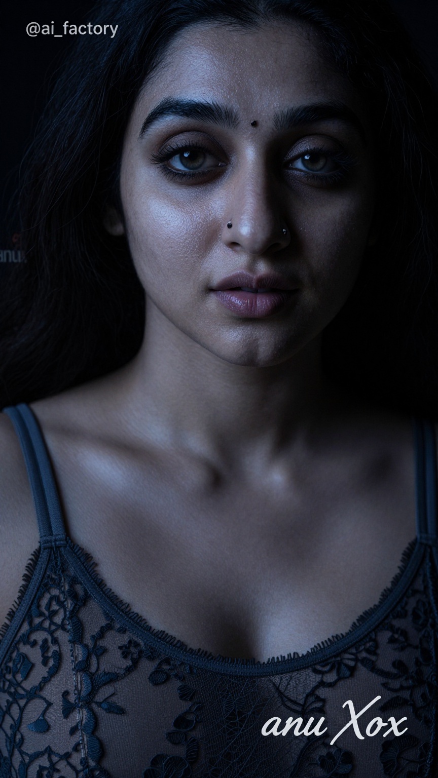 Photograph of a single South Asian woman in her late twenties to early thirties with a curvy,  slightly plump hourglass fi...