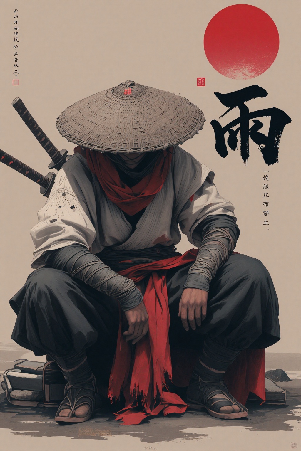 ## 1. The Master Visual Brief * **Style:** Post-apocalyptic Samurai Aesthetic,  with influences from Japanese sumi-e ink p...