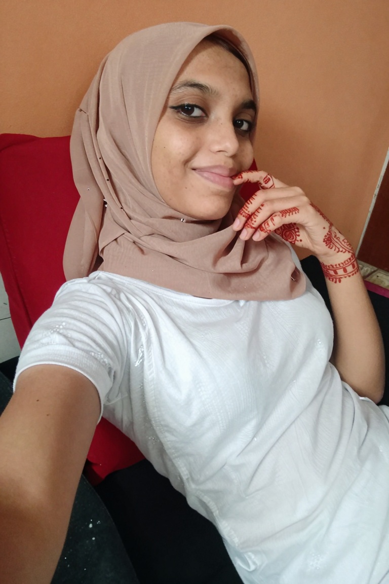 samri_face,  An side angle side view selfie shot of a 18 year old slim body medium breast Muslim **** side body poses in a...