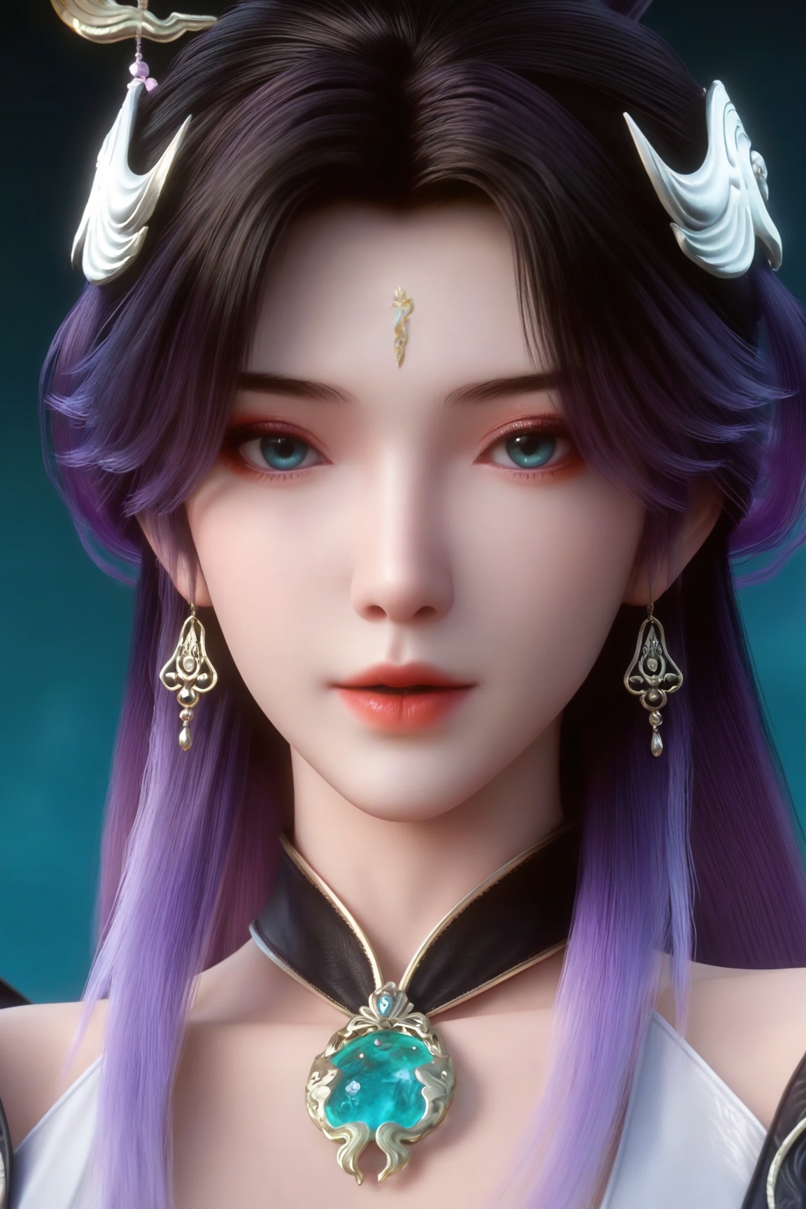 Ding xue,1girl, solo, long hair, looking at viewer, hair ornament, portrait,
ultra - realistic 3D render, glossy detailed skin, sharp focus, vibrant colors,Semi Realistic-style,