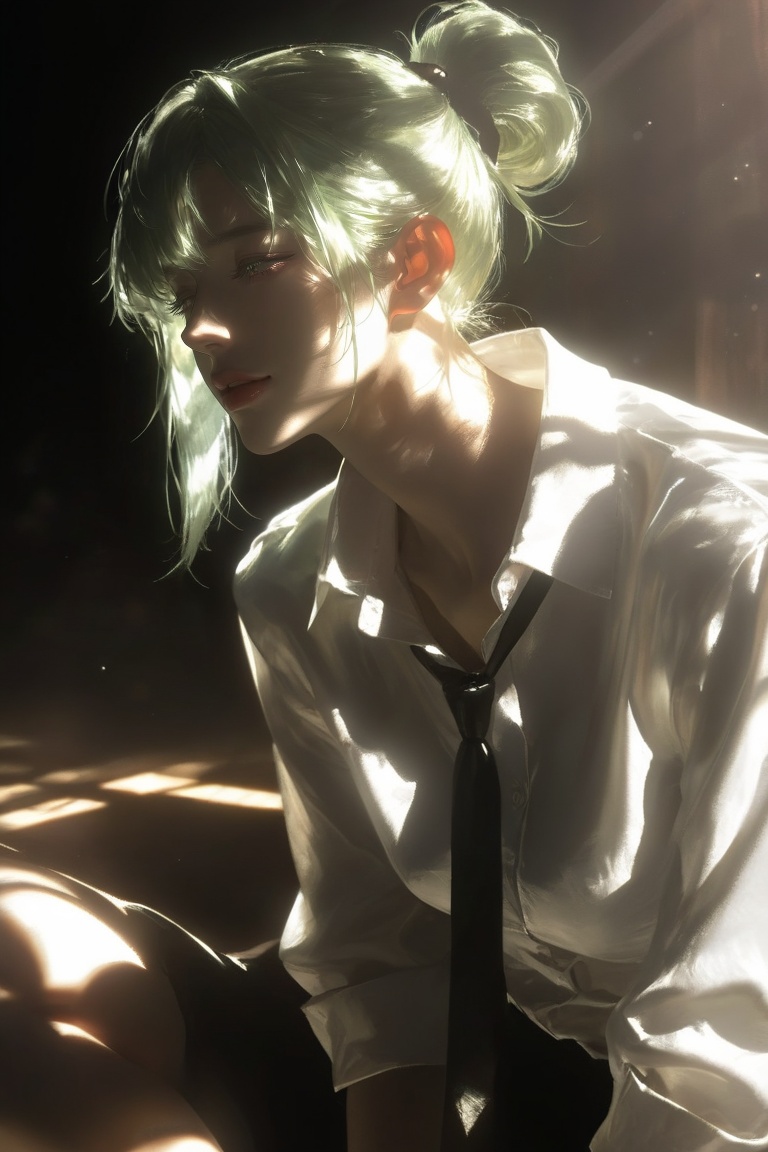 soft smirk,  parted lips,  half-closed eyes on Tensor.Art