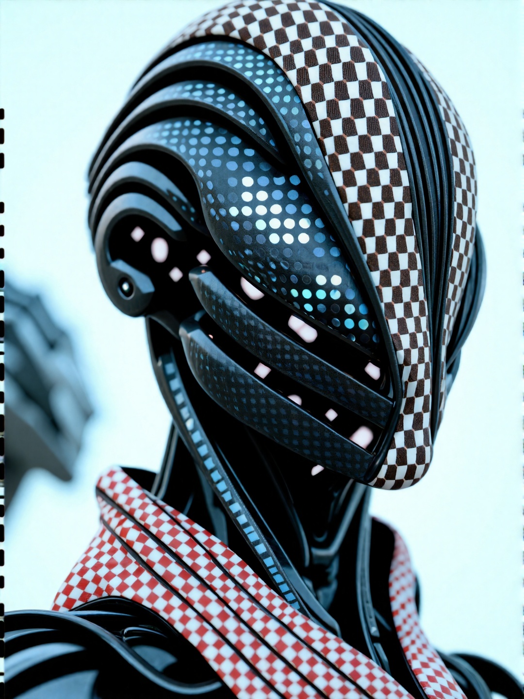 Create a demon woman robot designed by Lamborghini,  crafted with the finest materials and impeccable craftsmanship. The r...