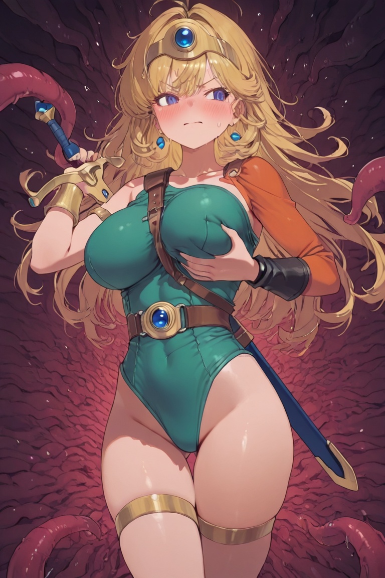 Leotard Knight,  grabbing,  grabbing own breasts on Tensor.Art
