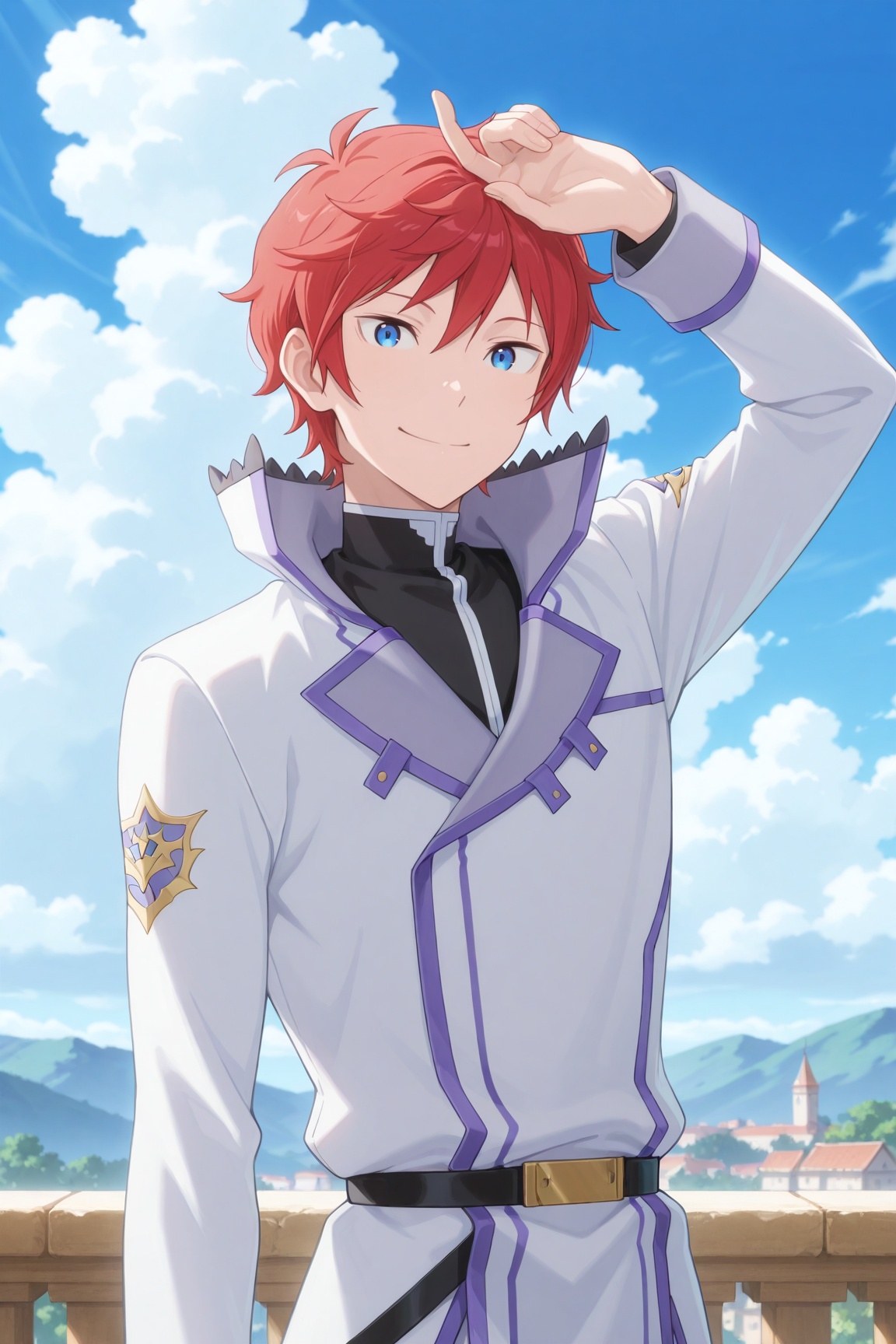 reinhard van astrea,  red hair,  blue eyes by 25kkai on Tensor.Art