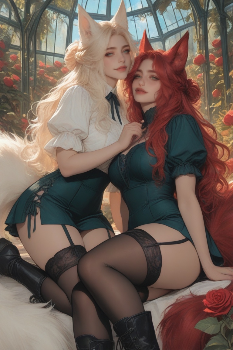 couple,  2girls,  (semi-realistic on Tensor.Art