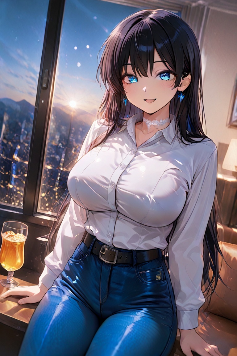 Bustling breasts,  tight pants,  Beautiful eyes on Tensor.Art