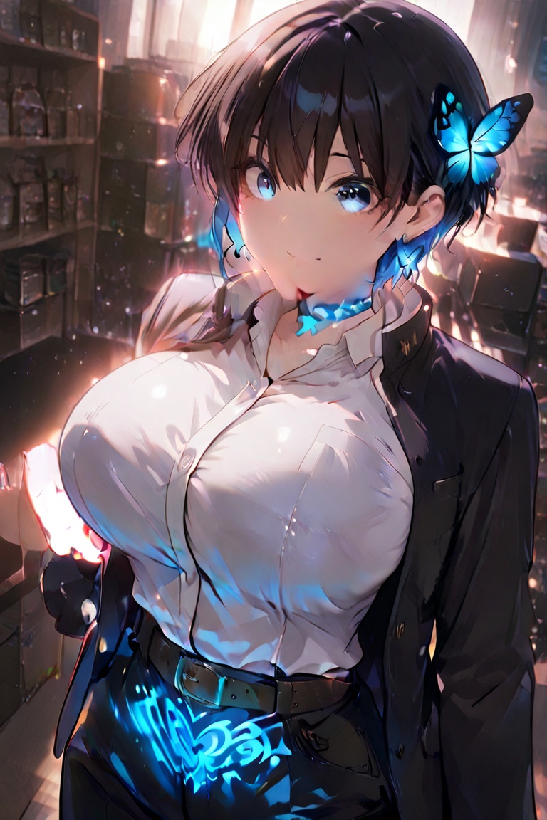 Bustling breasts,  tight pants,  Beautiful eyes on Tensor.Art