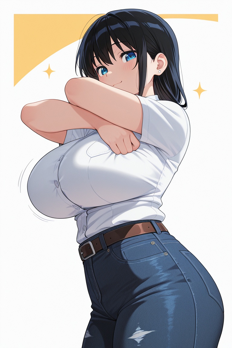Bustling breasts,  tight pants on Tensor.Art