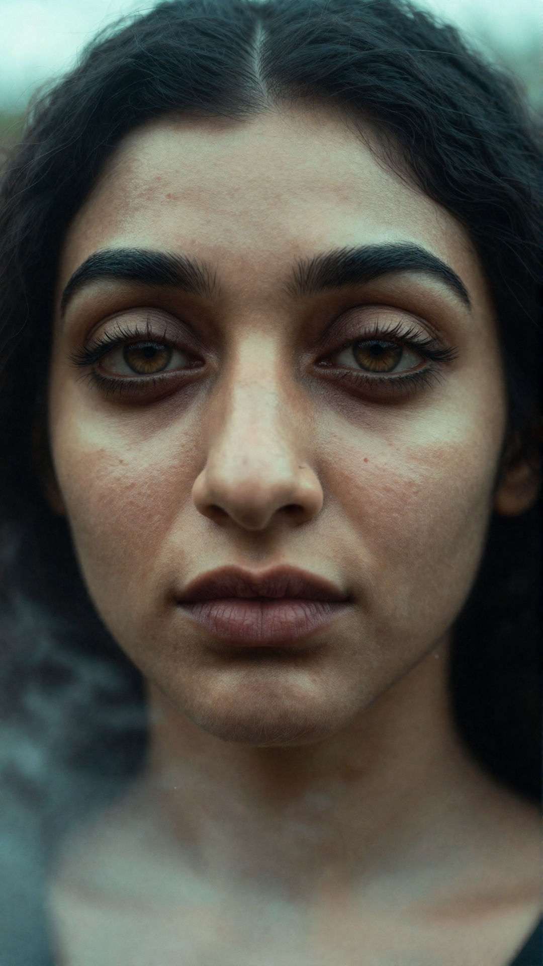 high-fashion ultra-realistic close-up portrait of a stunning South Asian woman (Anu,  32) with fair skin,  framed tightly...