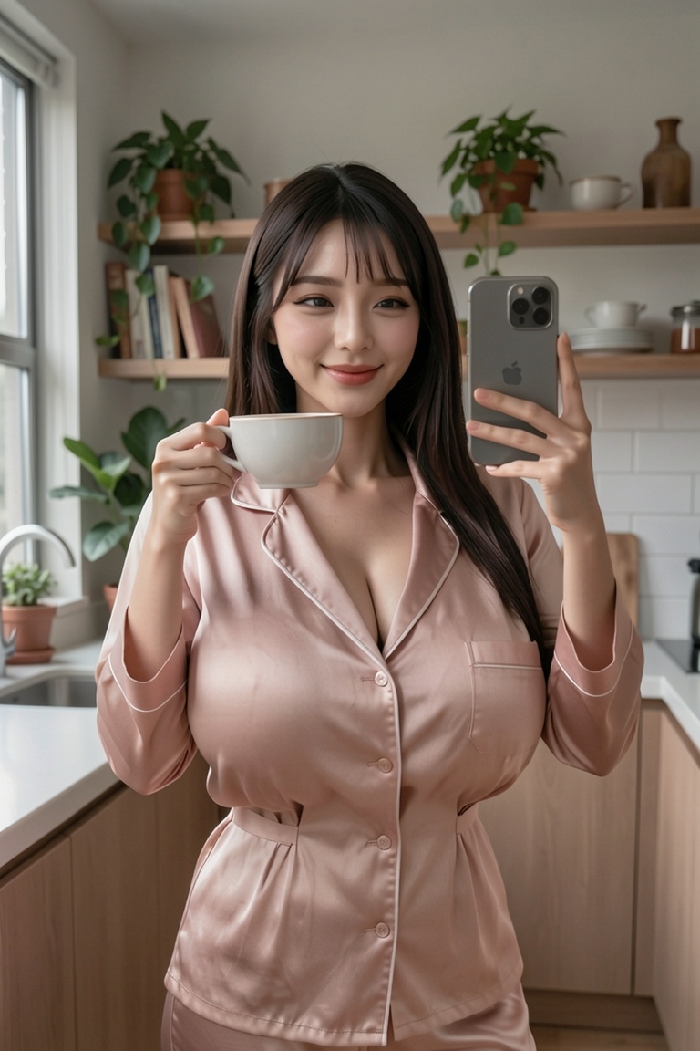 Ultra-detailed influencer selfie,  gigantic breasts Asian woman,  Cinematic realistic portrait on Tensor.Art