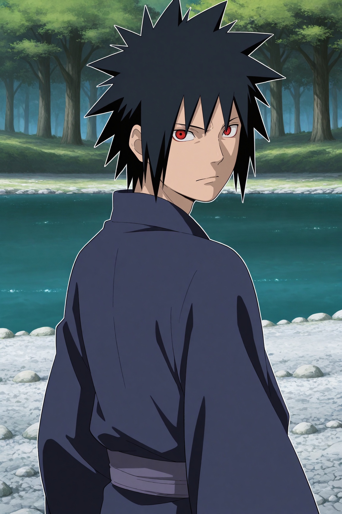 madara uchiha,  black hair,  blue kimono by 25kkai on Tensor.Art