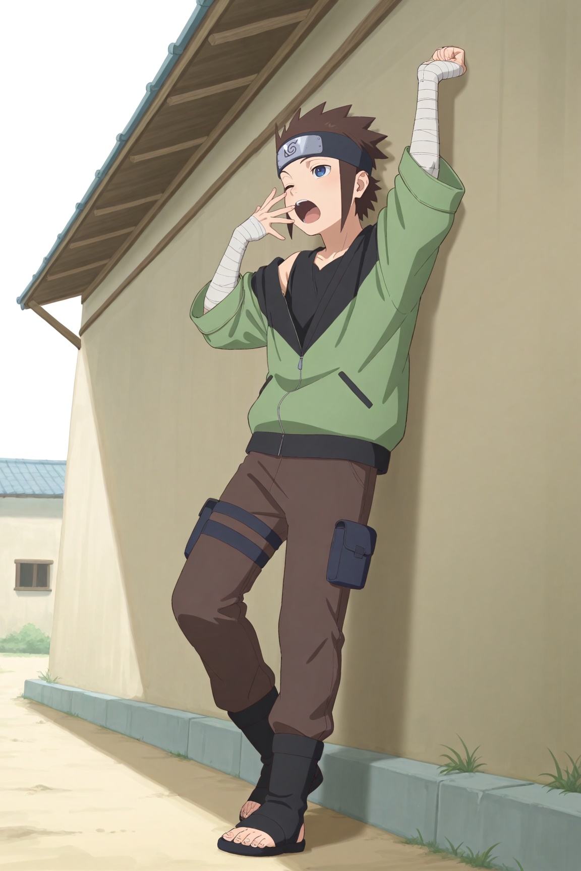 konohamaru sarutobi,  brown hair,  forehead protector by 25kkai on Tensor.Art