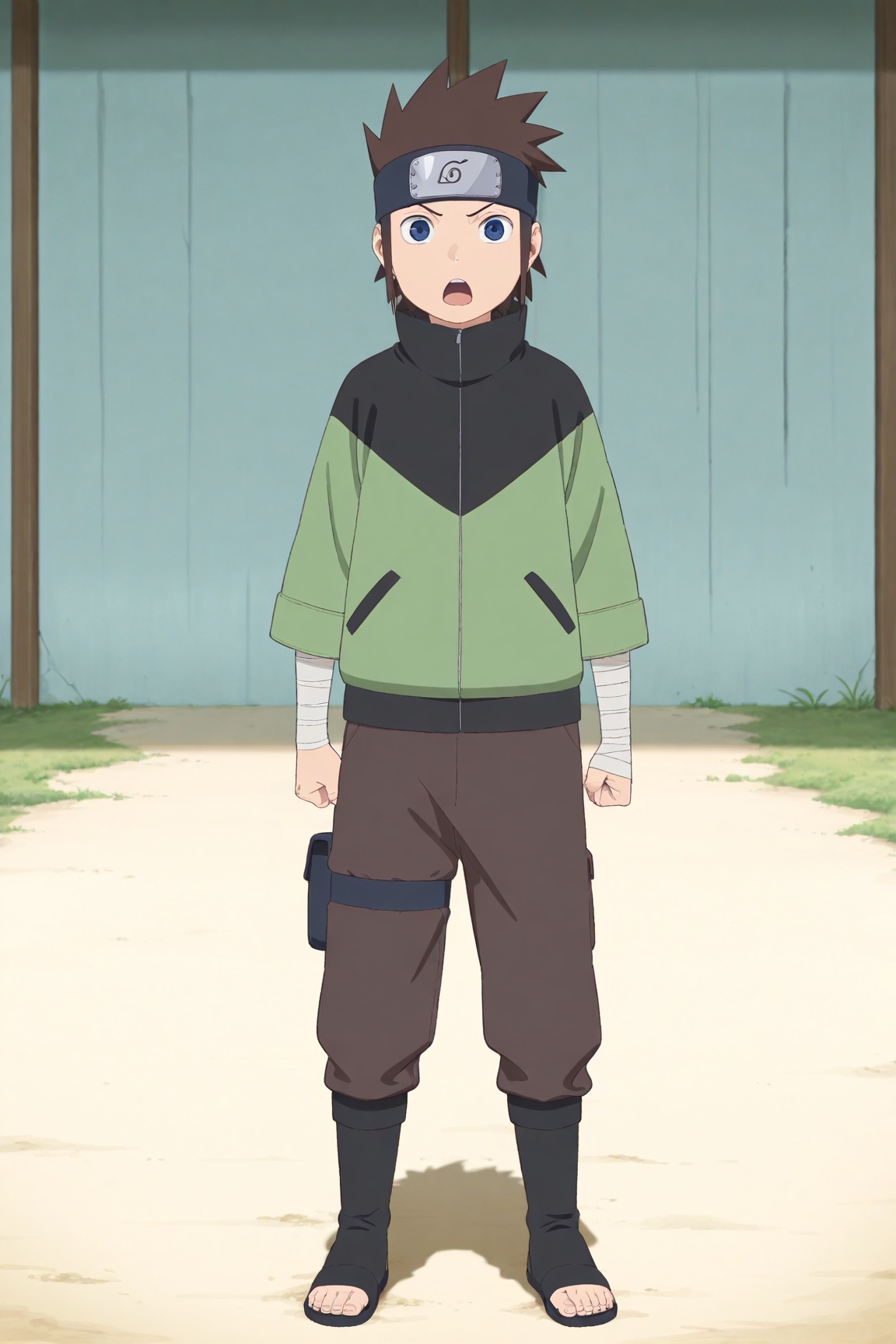 konohamaru sarutobi,  brown hair,  forehead protector by 25kkai on Tensor.Art