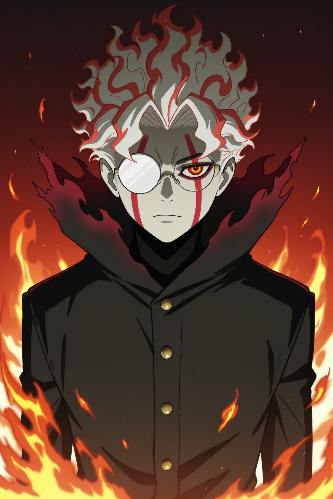 okarun,  grey hair,  streaked hair by 25kkai on Tensor.Art