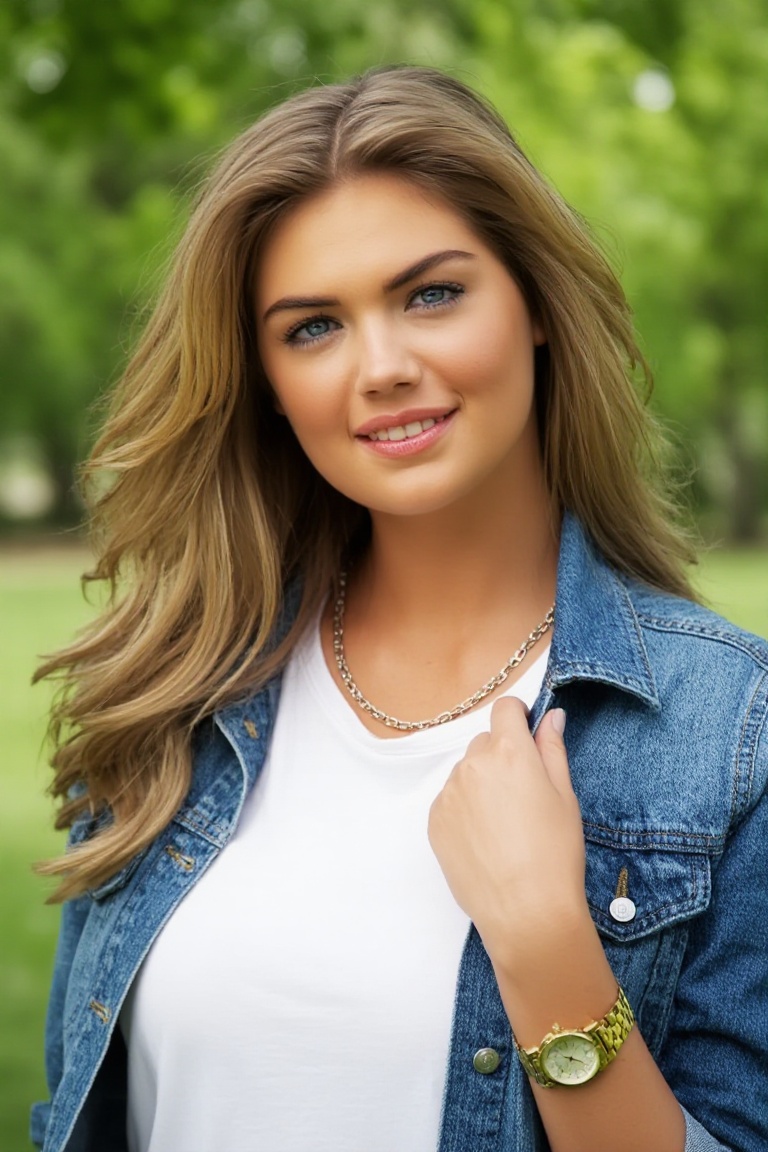 Professional editorial portrait photograph taken during an outdoor photoshoot in a park. Captured with a full-frame camera...