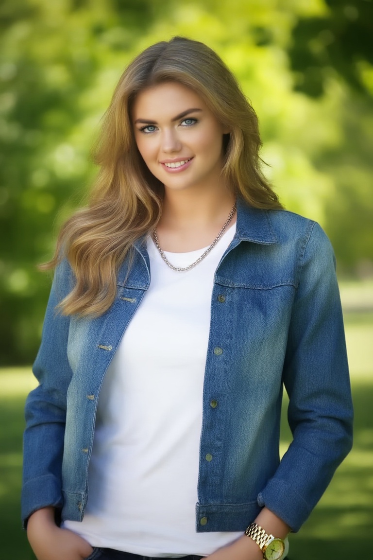 Professional editorial portrait photograph taken during an outdoor photoshoot in a park. Captured with a full-frame camera...