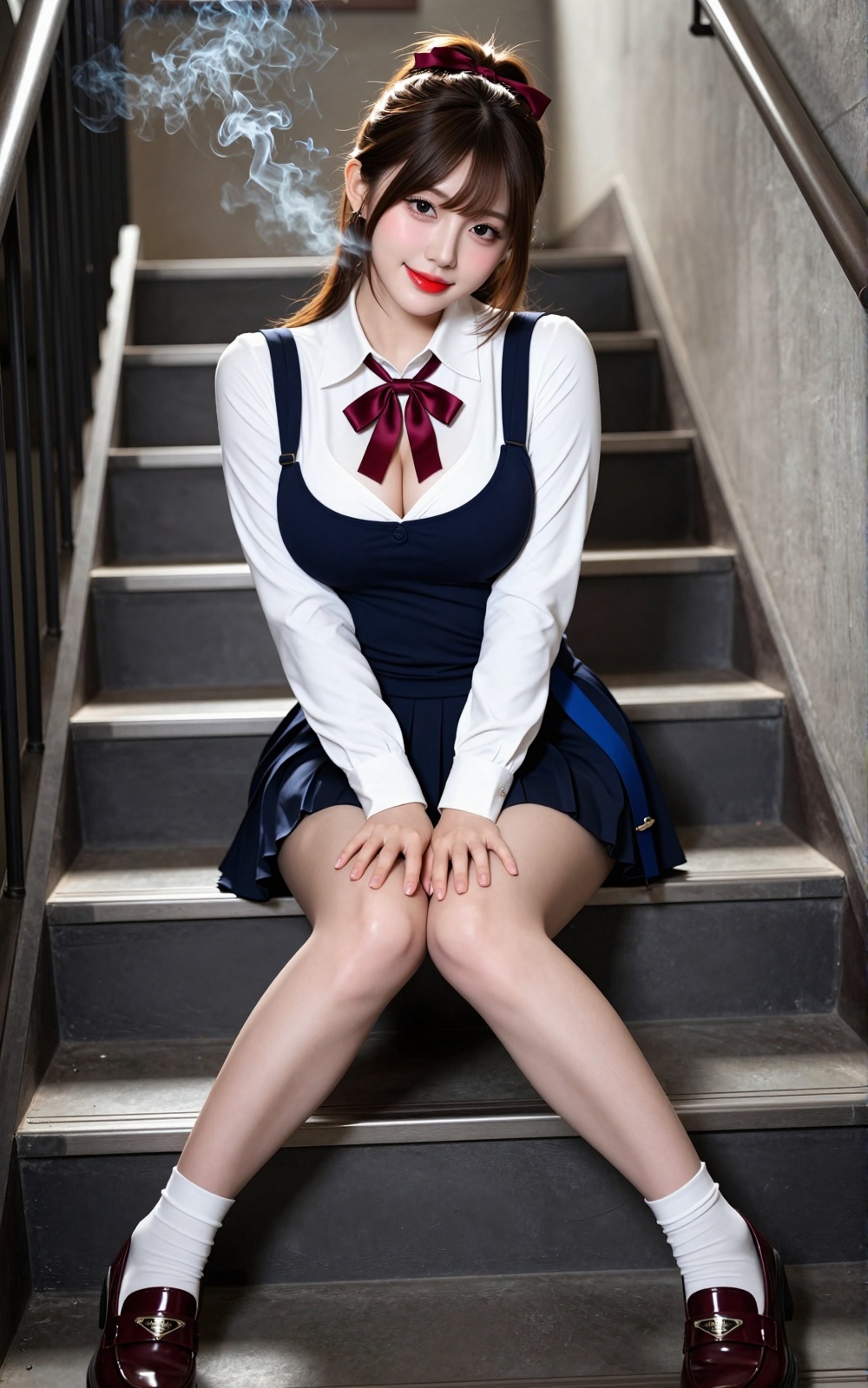 Image of a Korean Woman: A beautiful Korean woman boasting voluptuous I-cup breasts,  alluring hips,  and firm thighs. She...
