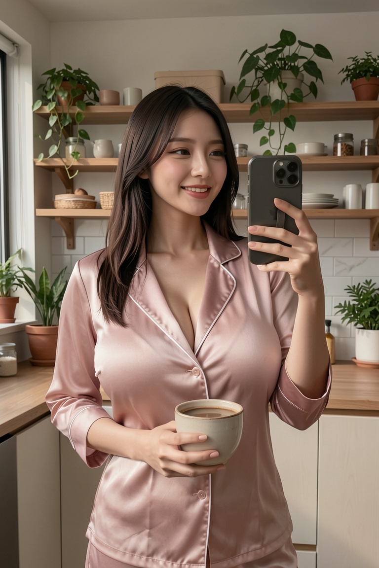 Ultra-detailed influencer selfie,  gigantic breasts Asian woman,  Cinematic realistic portrait on Tensor.Art