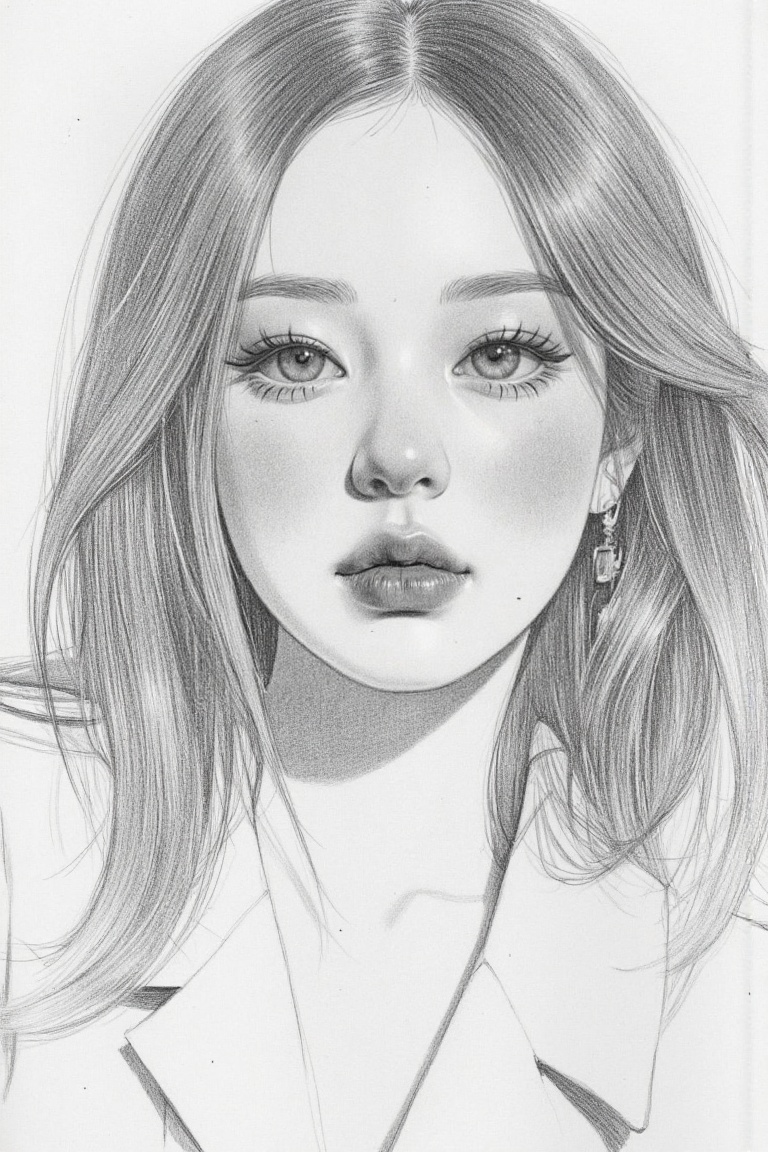Create a hyper-realistic black-and-white pencil portrait drawing in the style of a master graphite artist. Use detailed cr...