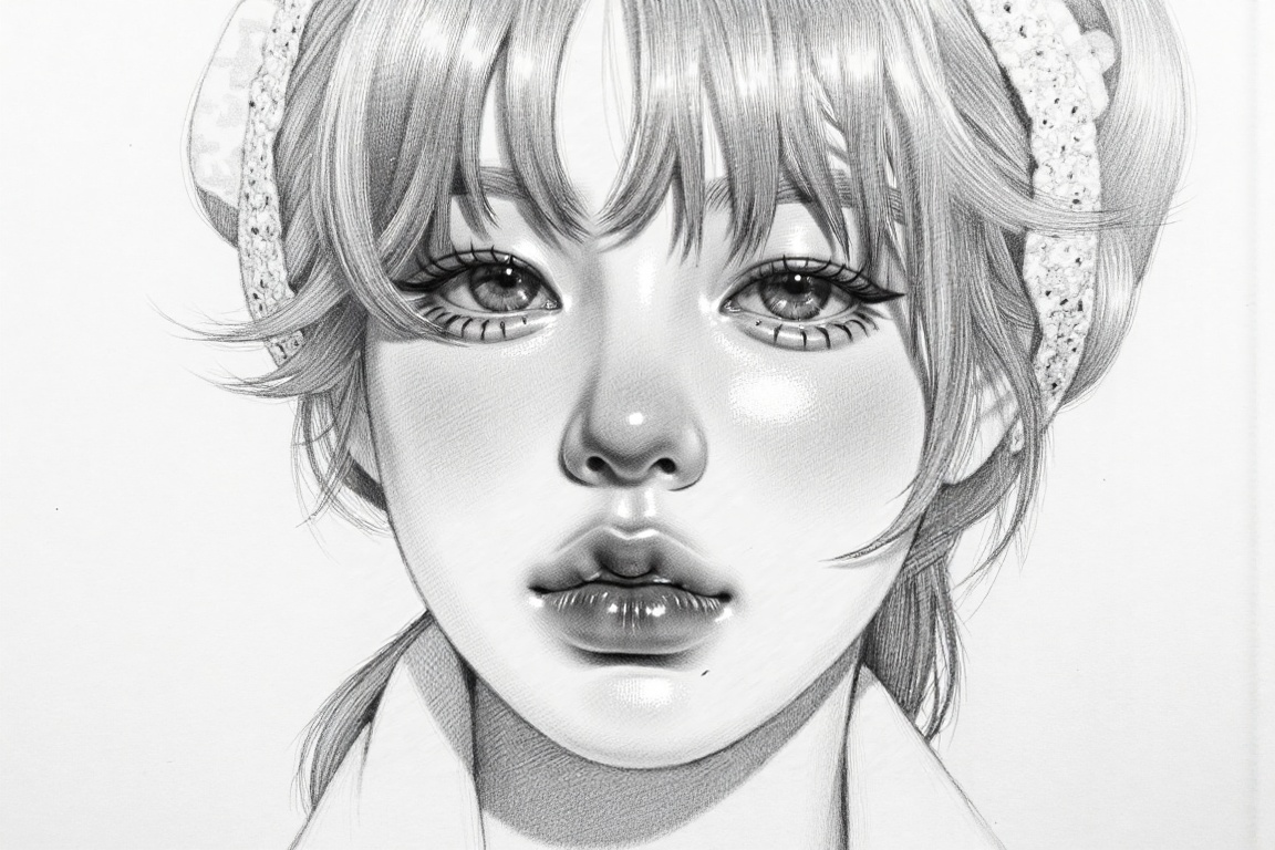 Create a hyper-realistic black-and-white pencil portrait drawing in the style of a master graphite artist. Use detailed cr...
