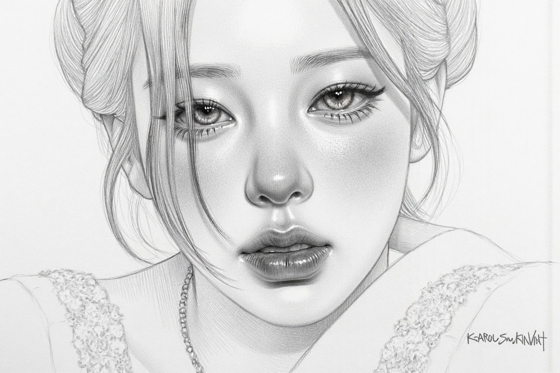 Create a hyper-realistic black-and-white pencil portrait drawing in the style of a master graphite artist. Use detailed cr...