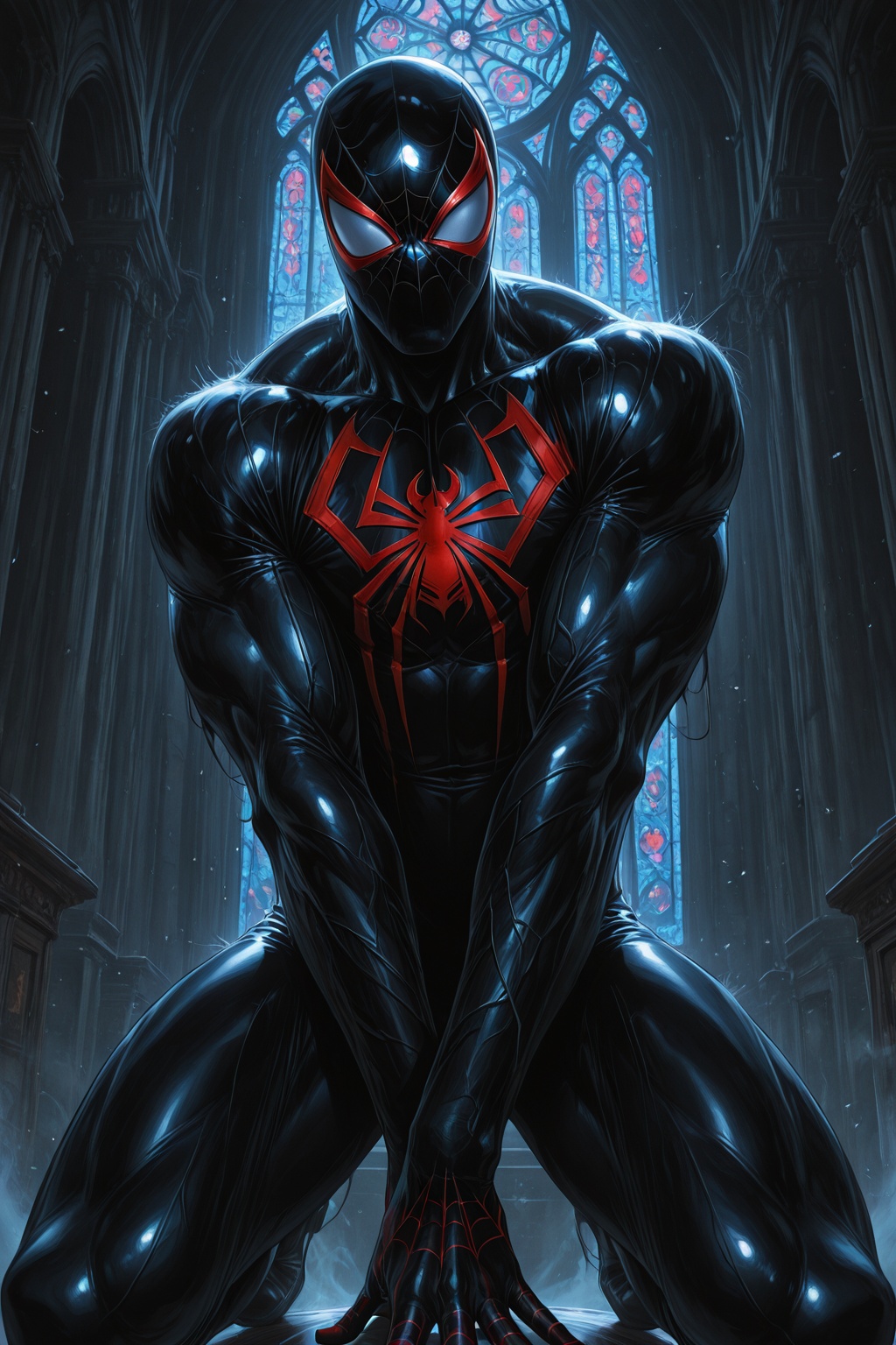 ....... ),  solo,  tearing off black symbiote suit:1.9 on Tensor.Art
