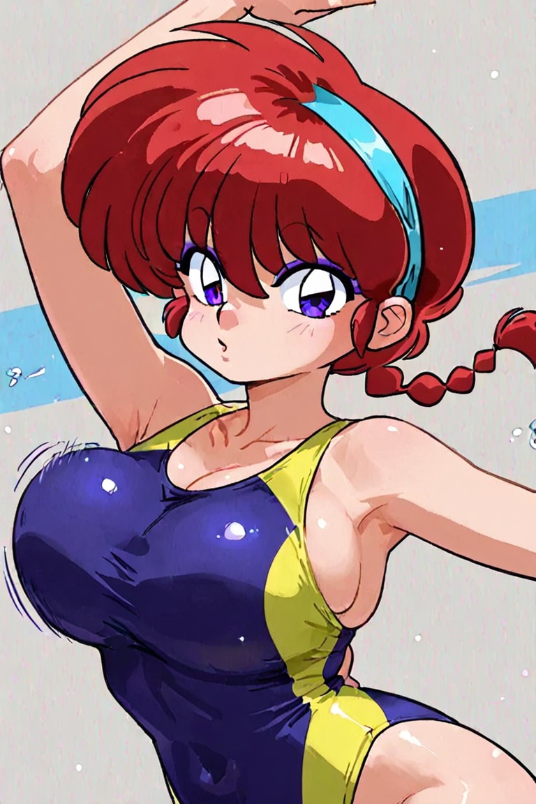COMPETITION SWIMSUIT eyeshadow,  purple eyeshadow,  long eyelashes on Tensor.Art