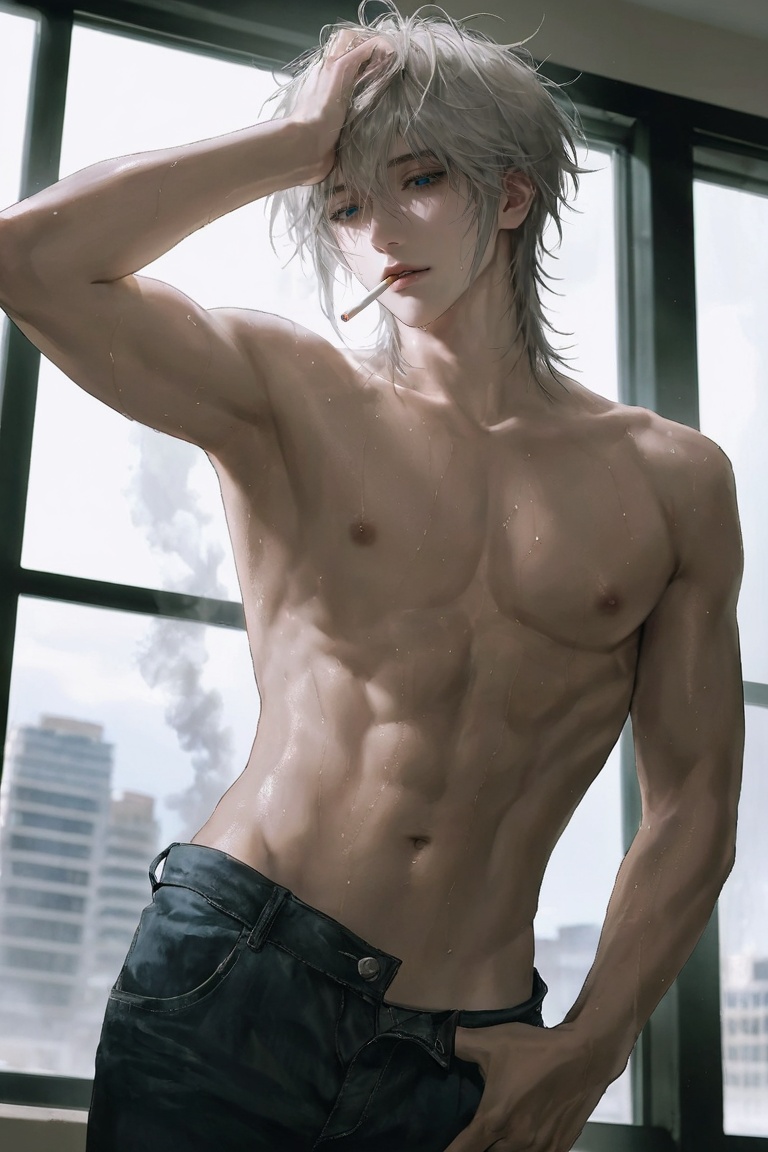 1 male,  solo,  (blue eyes) on Tensor.Art