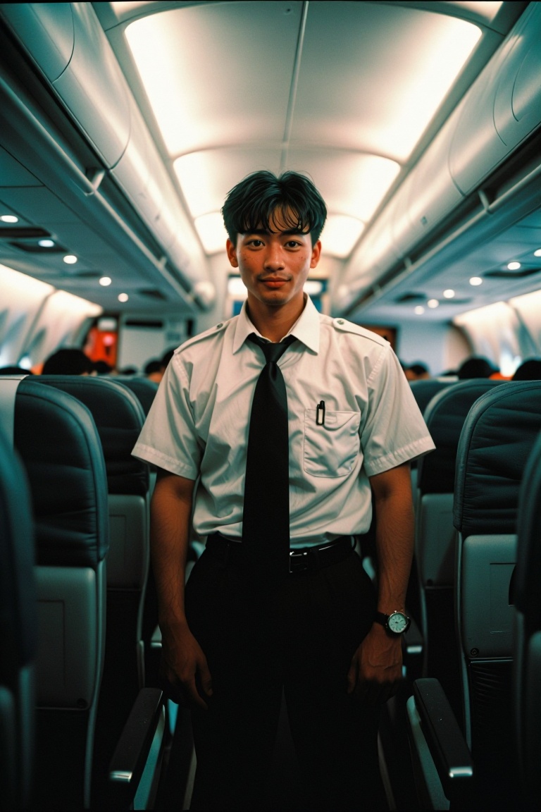 The image shows a person dressed in a white shirt with short sleeves,  a black tie,  and a pen clipped to the shirt pocket...
