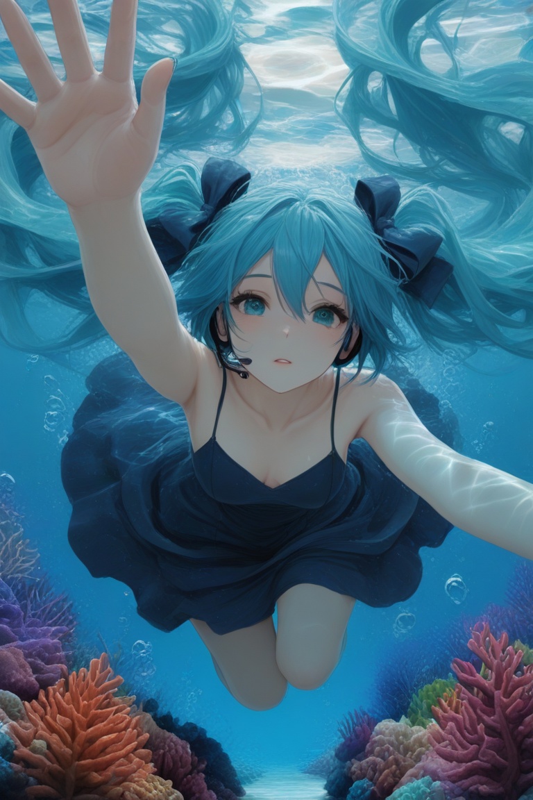 1girl,  hatsune miku,  dress by MangSly on Tensor.Art