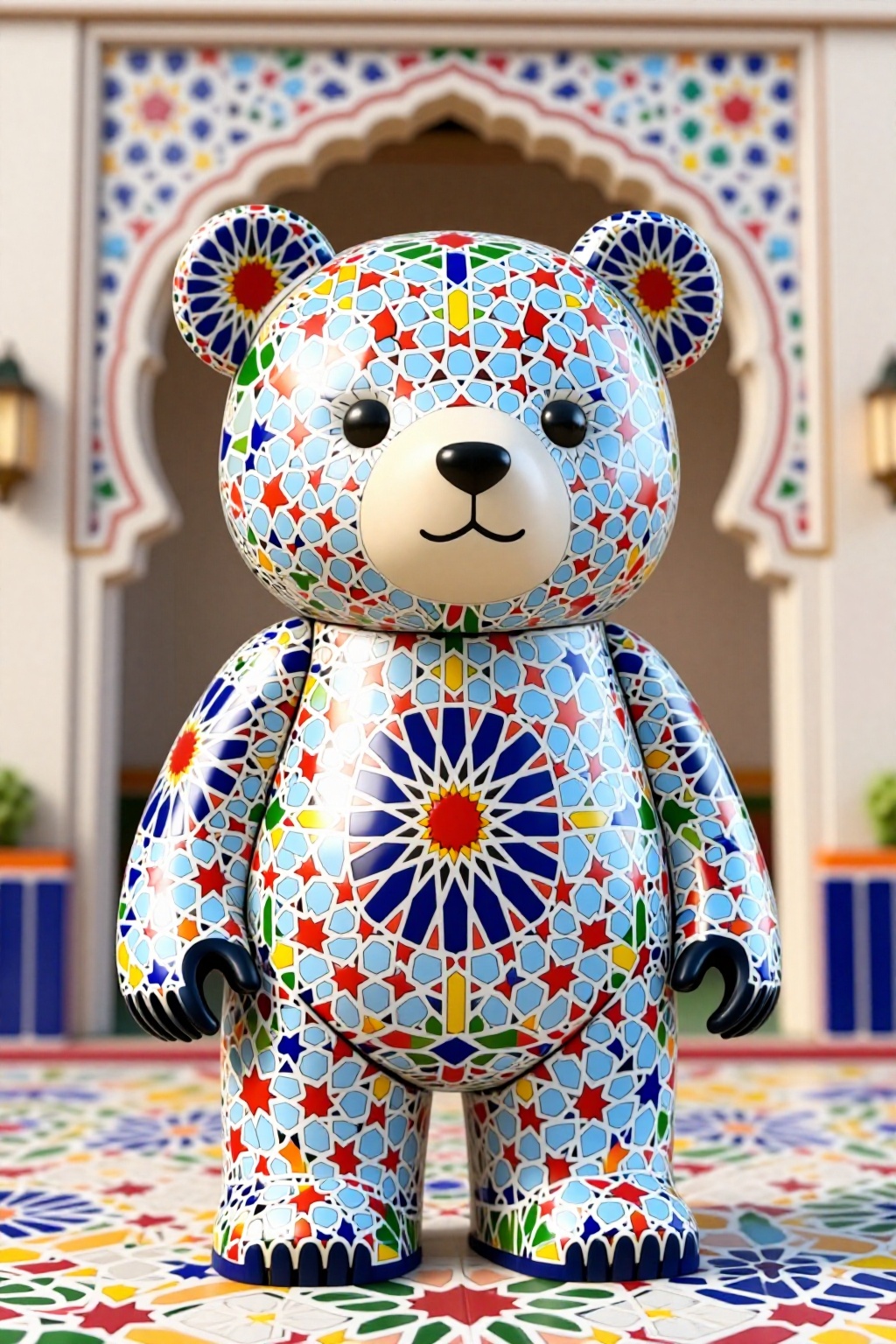 A cute 3d render of an bear,  MADE OF MOROCCAN MOSAIC PRINT,  adr-zllj on Tensor.Art