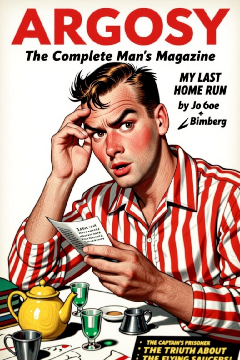 This is a vintage cover illustration for the magazine "ARGOSY,  " dated July 1936. The artwork features a caricature of a...