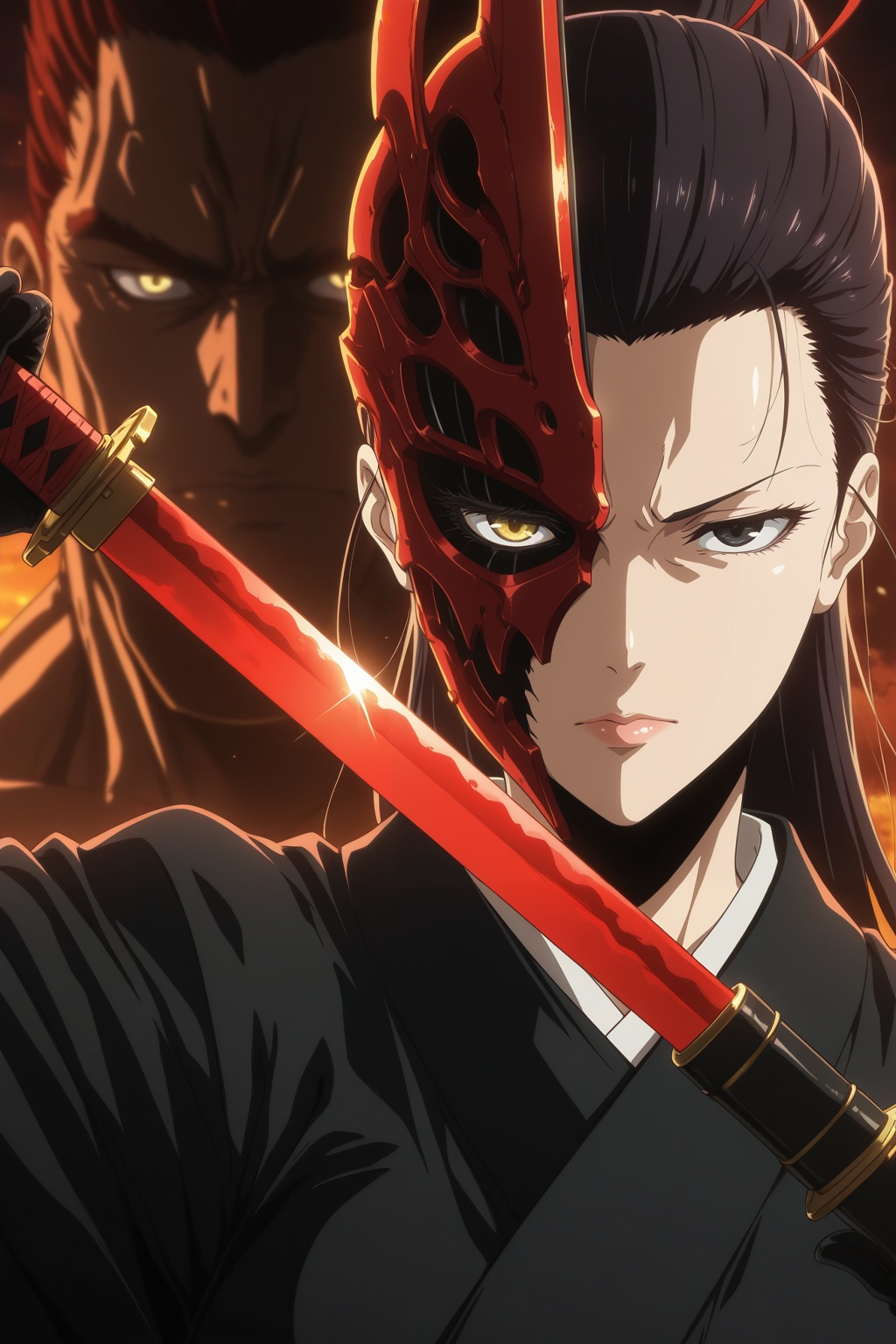 (anime coloring,  anime screencap),  mature female by Nenel_SSJBlue on Tensor.Art