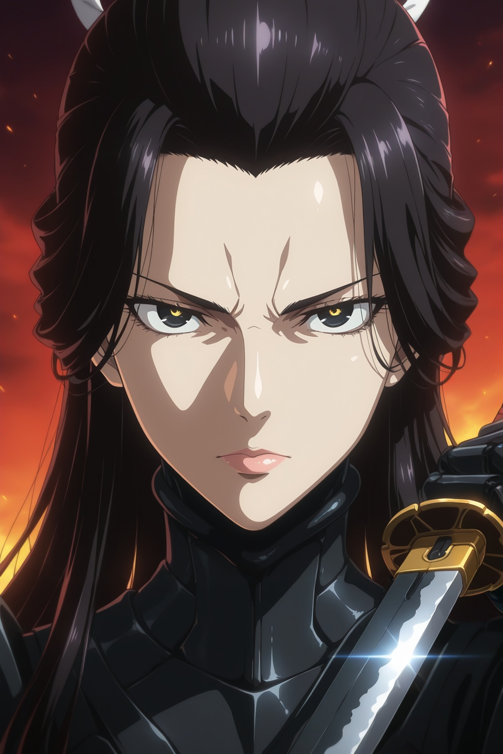 (anime coloring,  anime screencap),  mature female by Nenel_SSJBlue on Tensor.Art