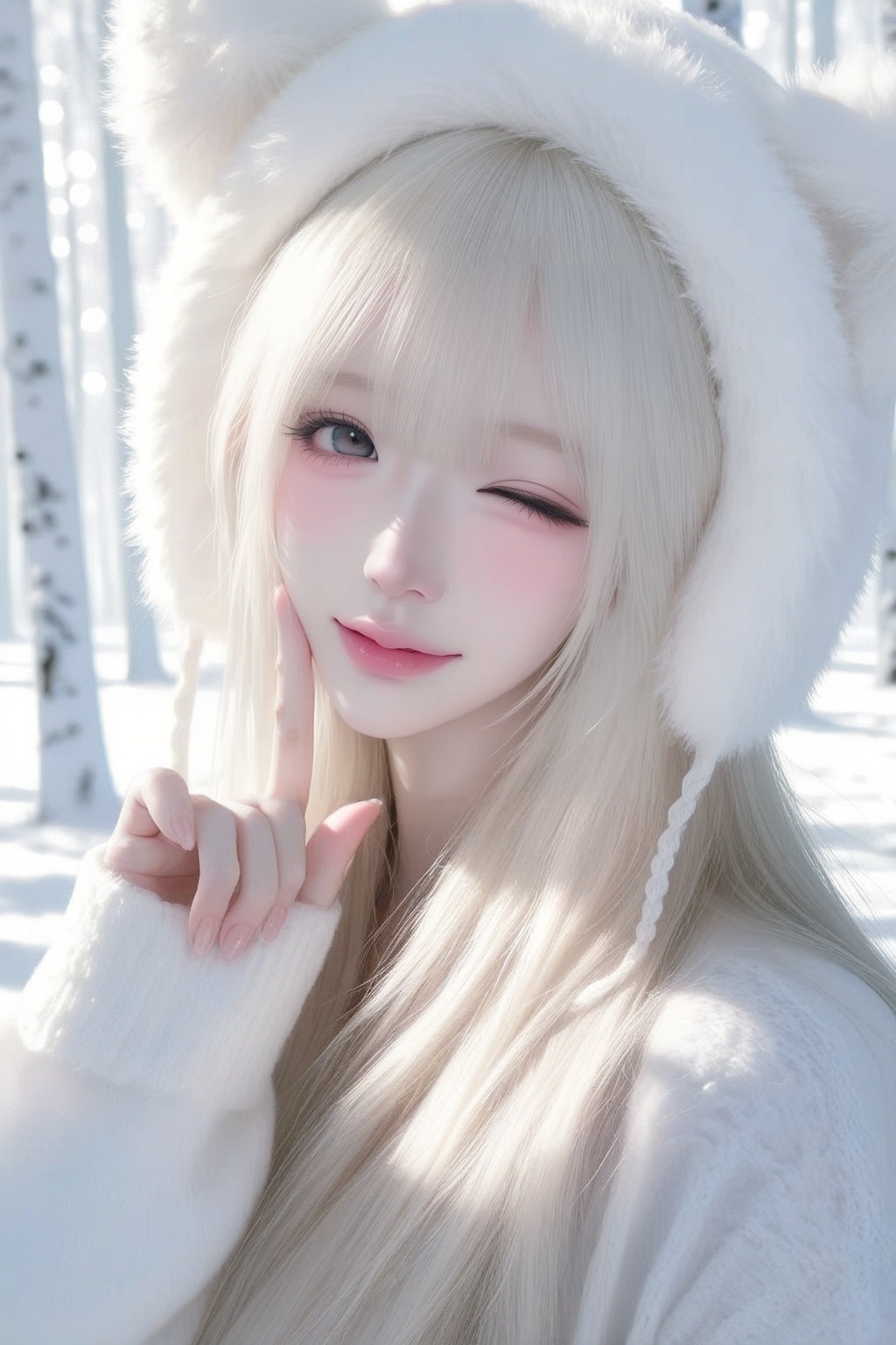 a doll-like girl,  winter aesthetic, on Tensor.Art