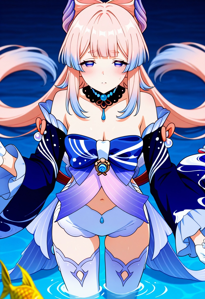 navel,  1girl,  sangonomiya kokomi on Tensor.Art