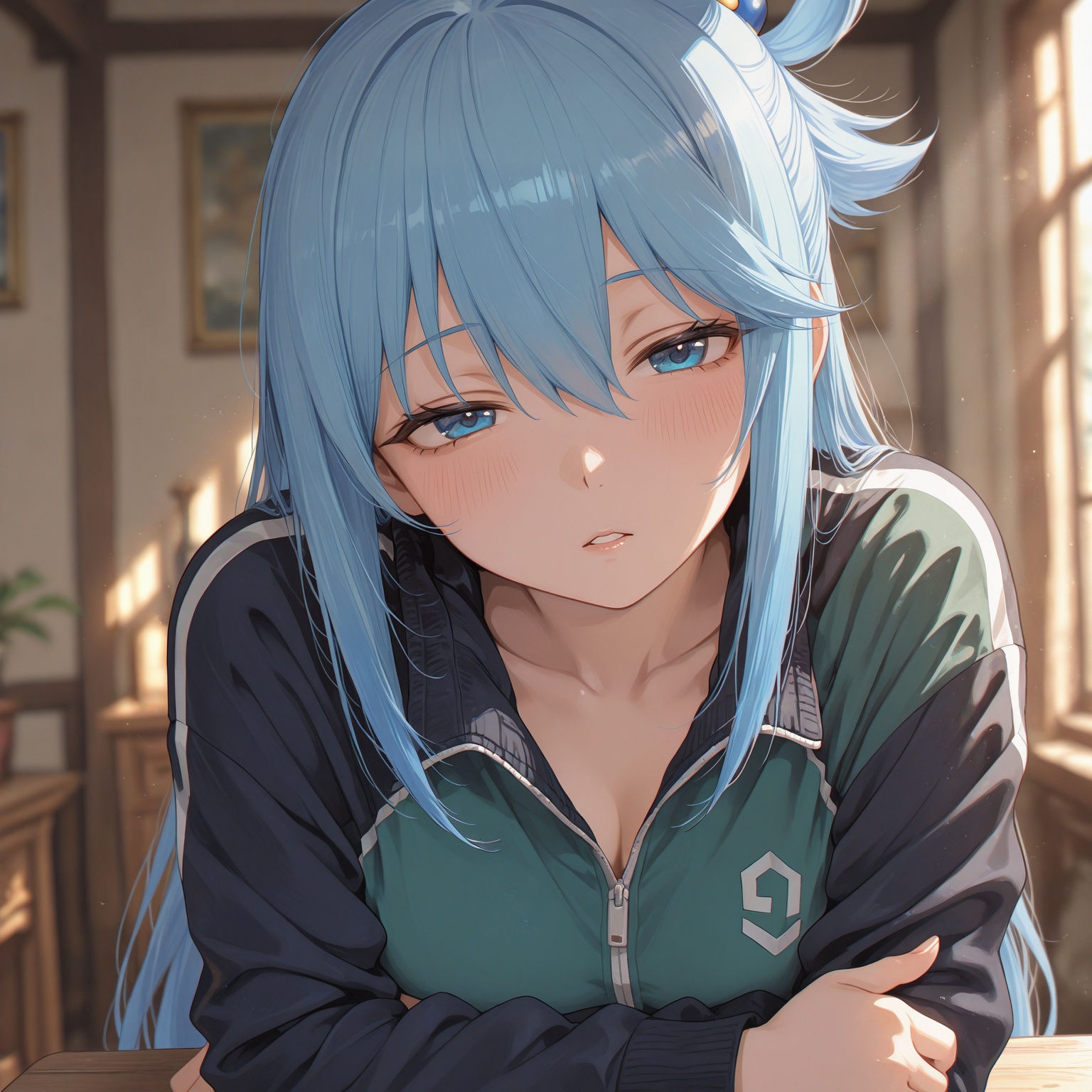 aqua \(konosuba\),  1girl,  backlighting on Tensor.Art