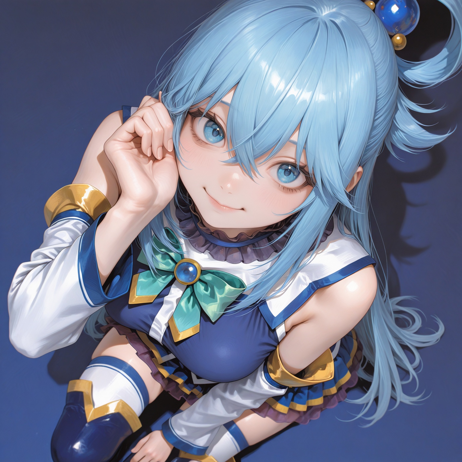 from above,  foreshorterning,  aqua \(konosuba\) on Tensor.Art