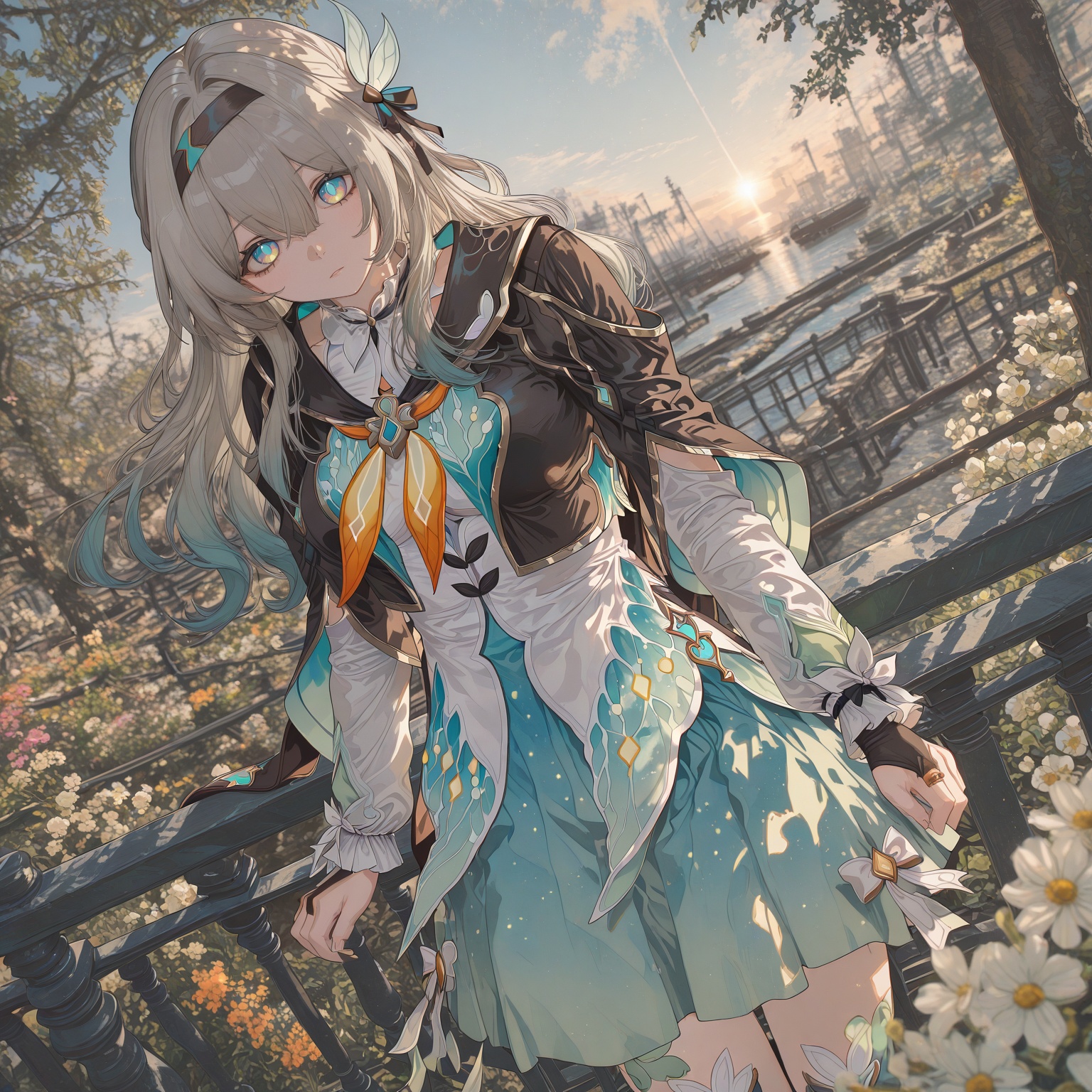 firefly \(honkai: star rail\),  1girl,  against railing on Tensor.Art