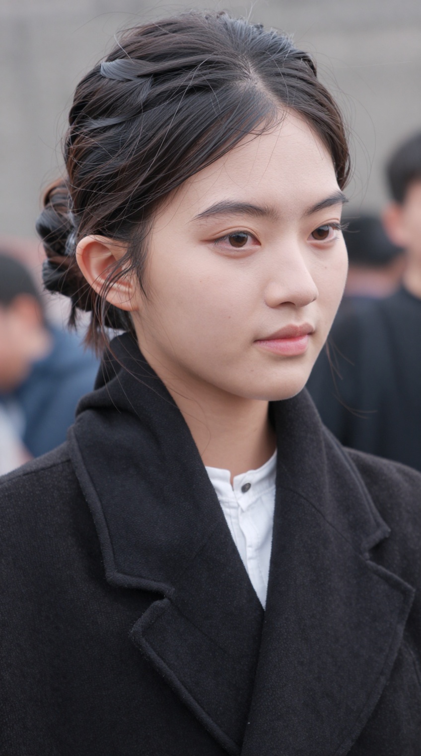 taken_by_ph0ne,  a young woman with a soft,  contemplative expression gazes slightly to the side on Tensor.Art