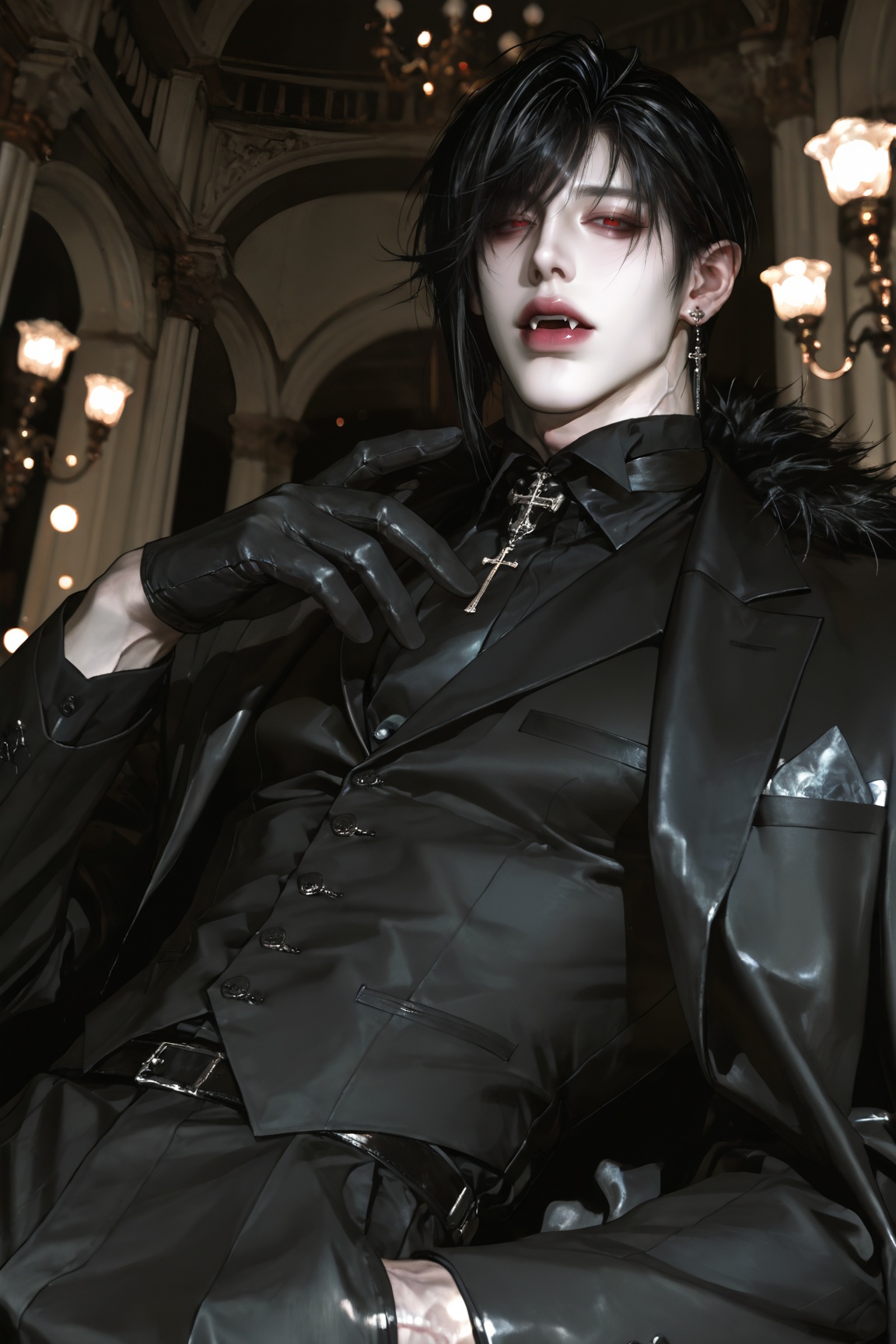 (((beautiful fingers))) Solo,  1man,  dark red eyes by sonnir on Tensor.Art