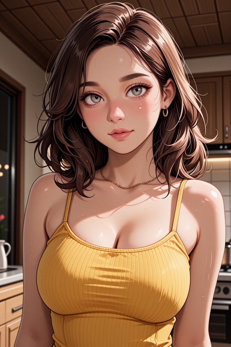 medium shot from chest up,  young woman early 20s,  fair skin with soft rosy glow on Tensor.Art