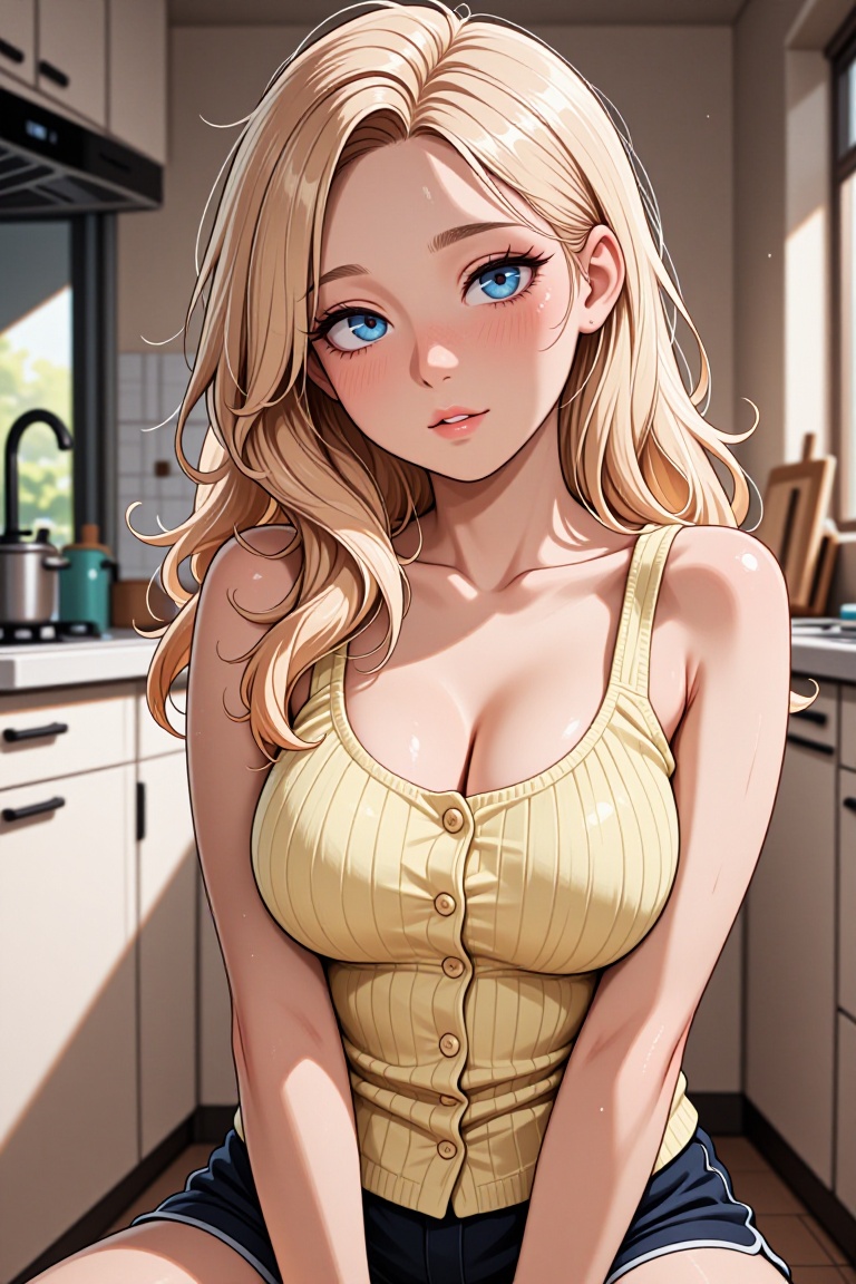 medium shot from waist up,  young woman early 20s,  fair skin with soft rosy cheeks on Tensor.Art