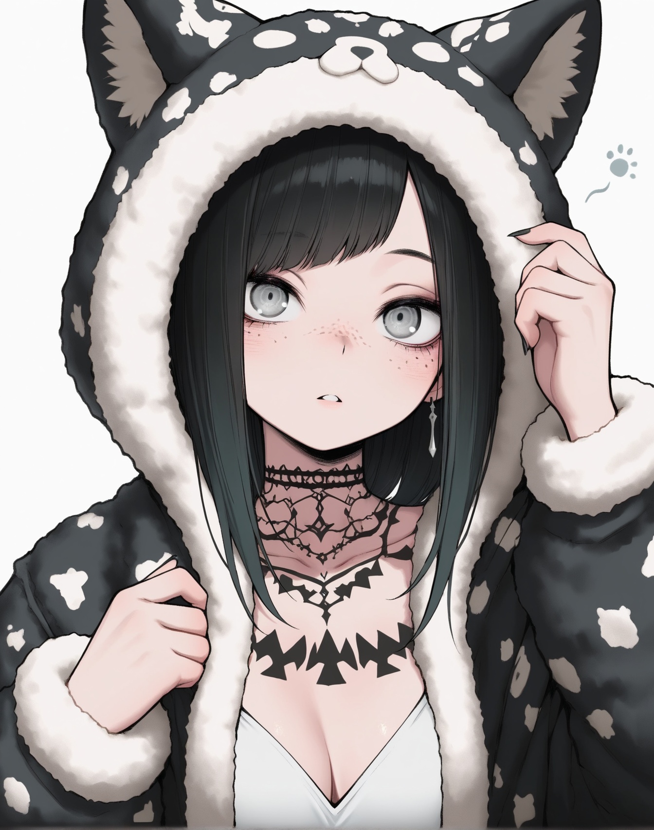 dark hair,  gray eyes,  freckles on Tensor.Art