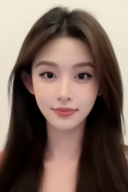 1girl solo long hair looking at viewer smile brown hair black hair closed mouth black eyes lips portrait realistic on Tens...