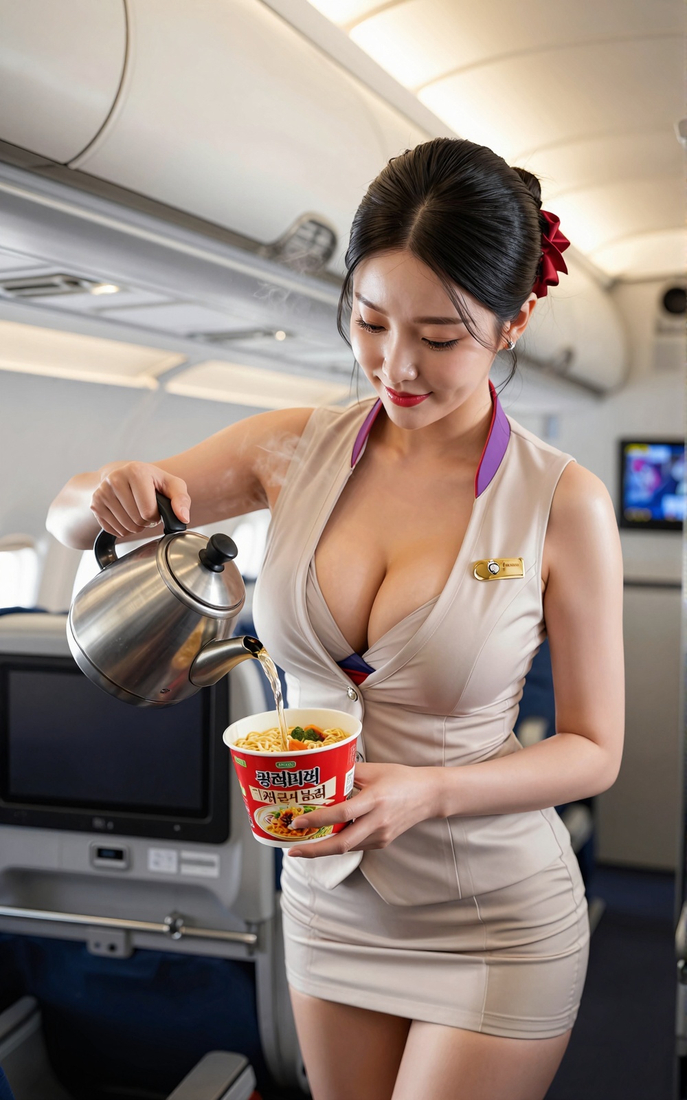 Image of a Korean woman Actual Photo: 2.0,  "A beautiful Korean woman boasting an hourglass figure,  round and voluptuous...