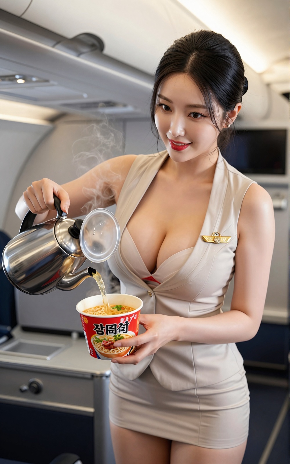 Image of a Korean woman Actual Photo: 2.0,  "A beautiful Korean woman boasting an hourglass figure,  round and voluptuous...