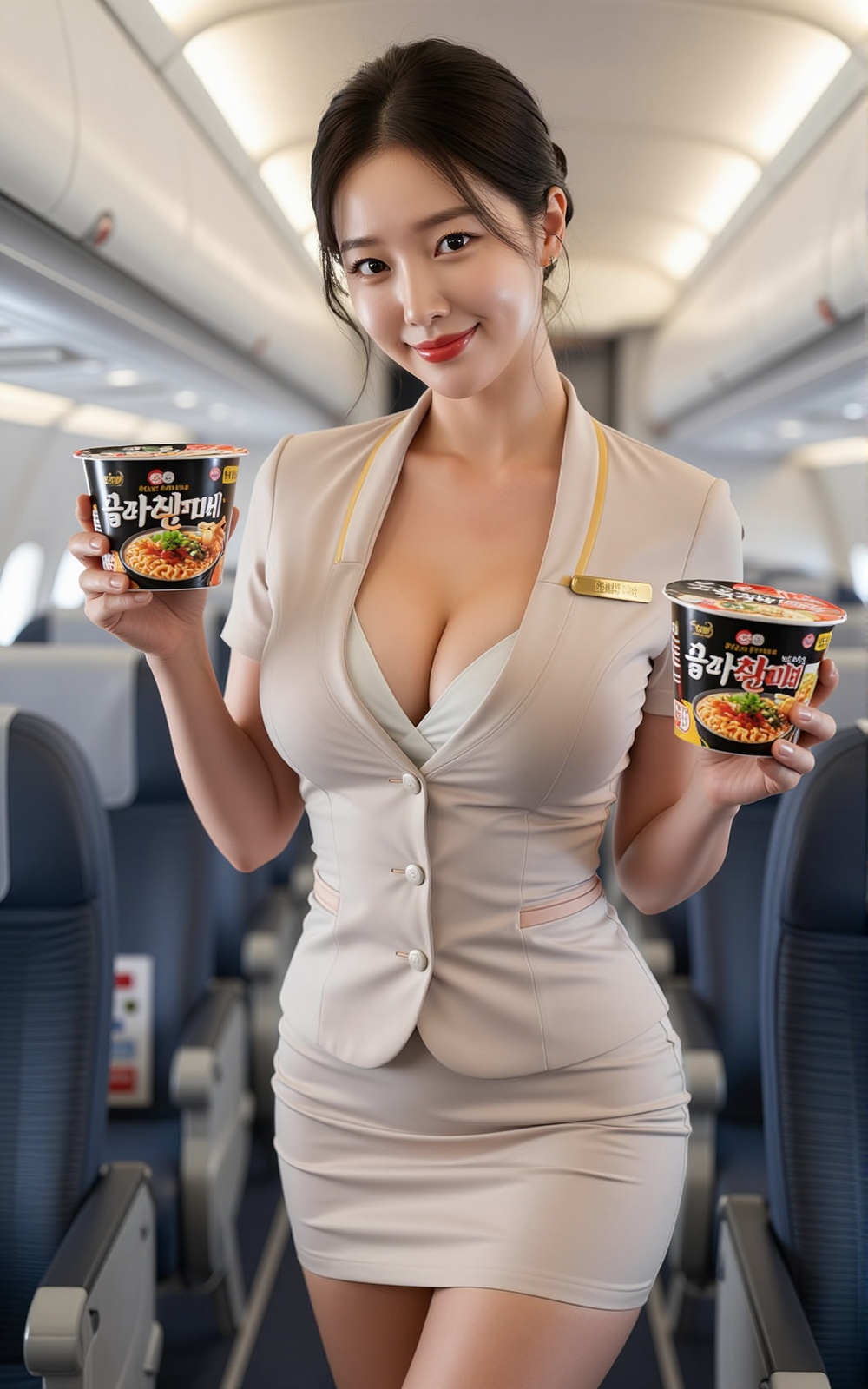 Image of a Korean woman Actual Photo: 2.0,  "A beautiful Korean woman boasting an hourglass figure,  round and voluptuous...