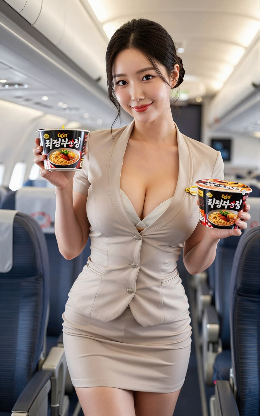 Image of a Korean woman Actual Photo: 2.0,  "A beautiful Korean woman boasting an hourglass figure,  round and voluptuous...